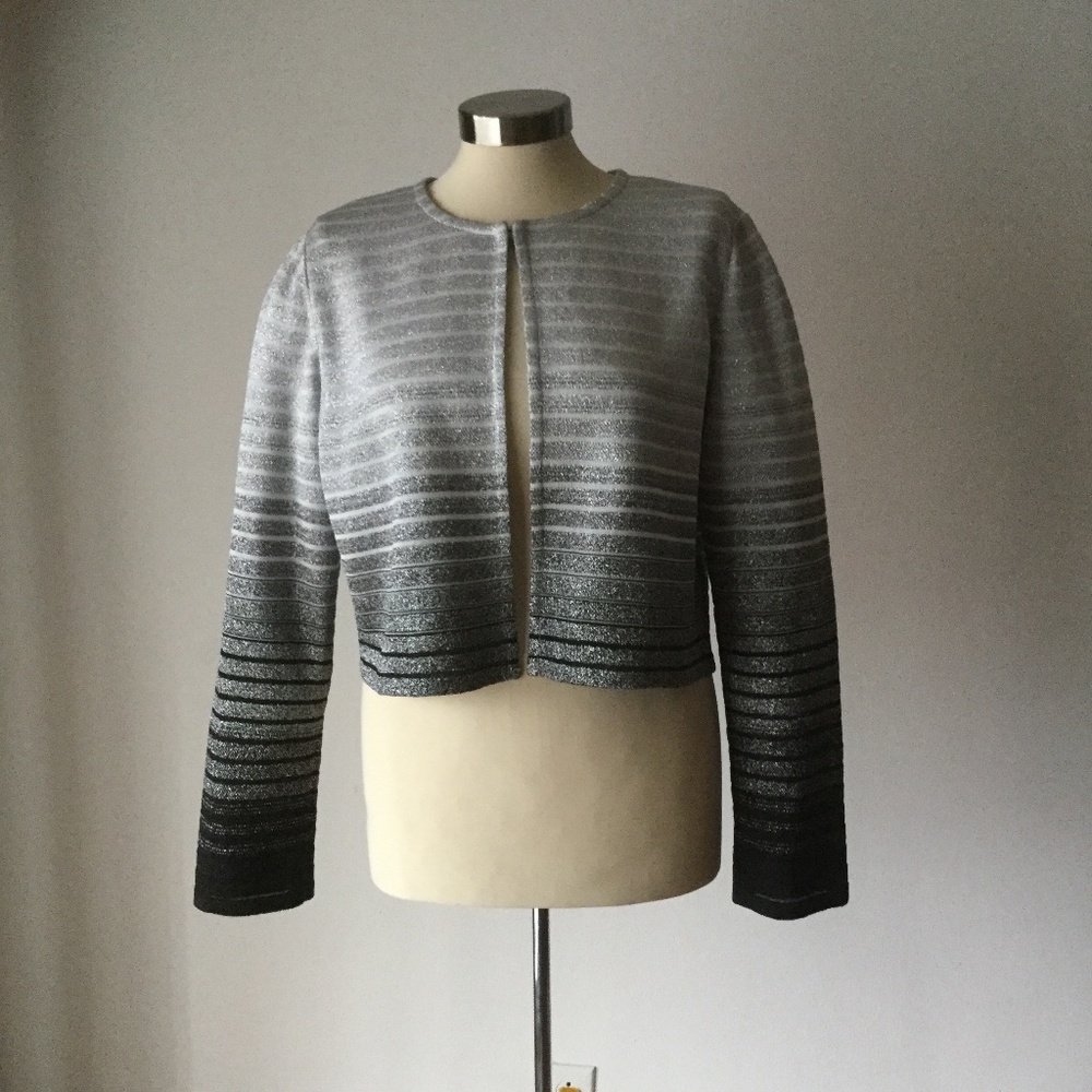 St. John Knit Silver Striped Jacket